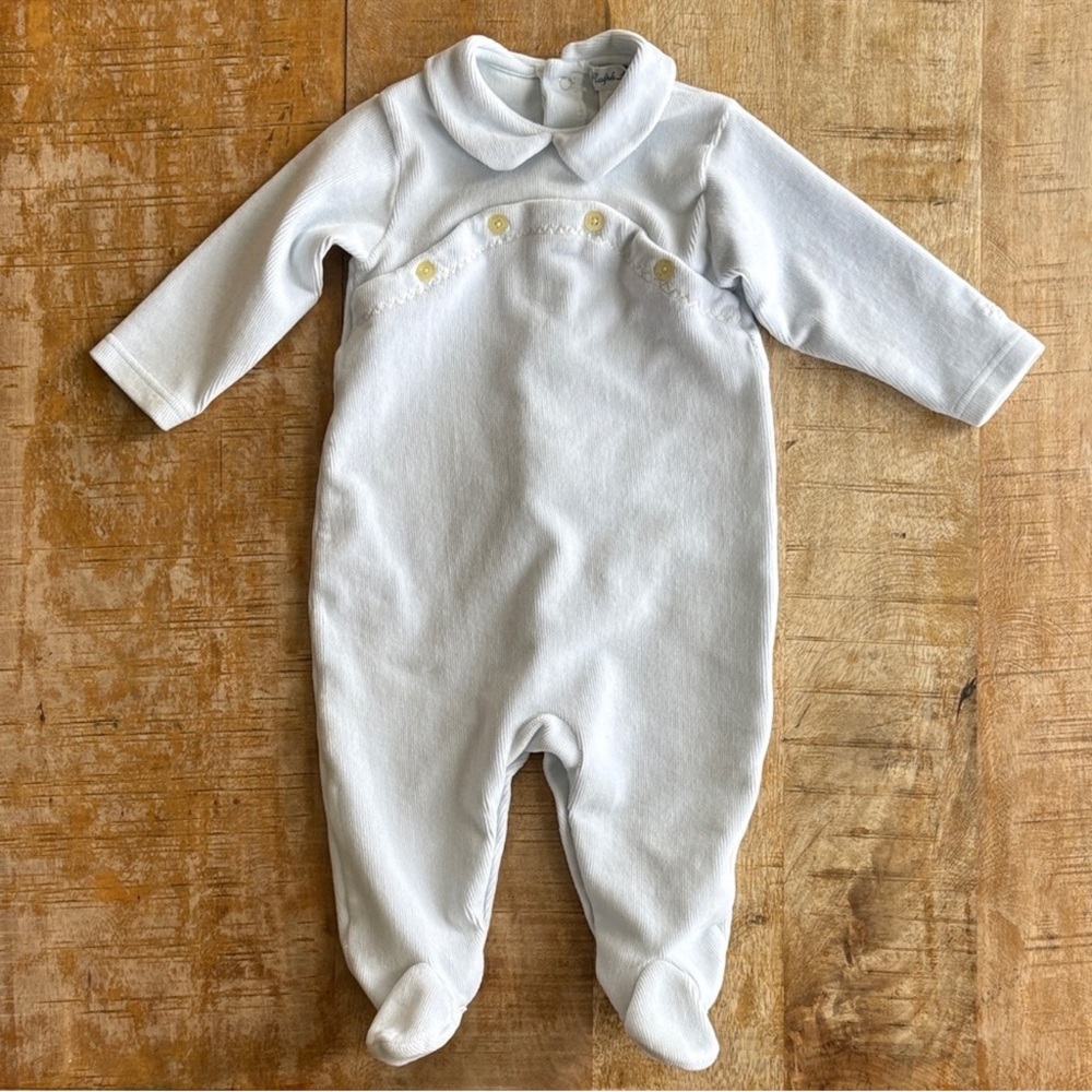 Ralph Lauren baby blue velour onesie